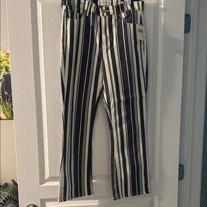 Lucky Brand Black and White Striped Boot Cut Jeans